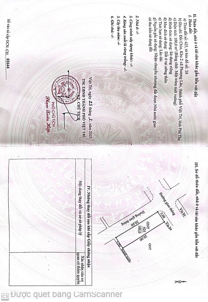 Bán đất nền 100m² khu tái định cư Đồi Chùa, Việt Trì - Hai mặt tiền giá tốt