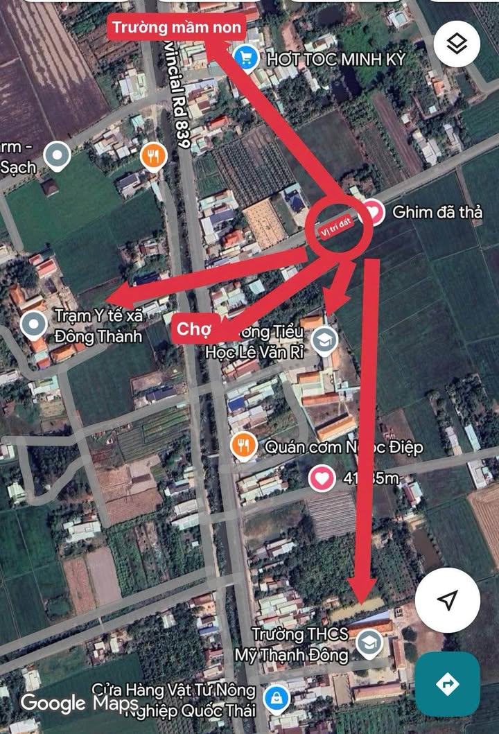 Bán Đất Nền Sổ Hồng Riêng Xã Đông Thành, Long An - Giá 600 Triệu