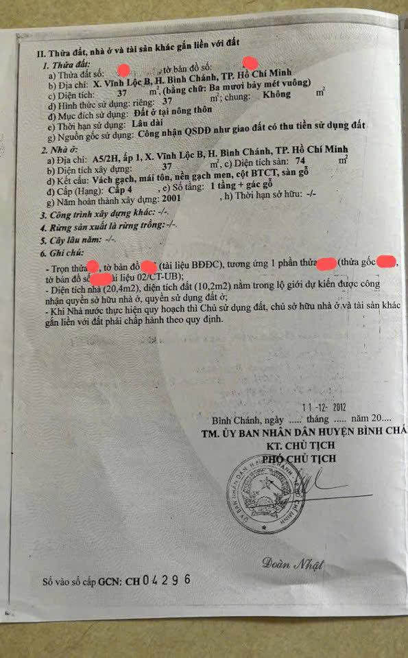 Nhà Vĩnh Lộc B Bình Chánh 45m² giá 2.55 tỷ - Sổ hồng sẵn sàng ở ngay!