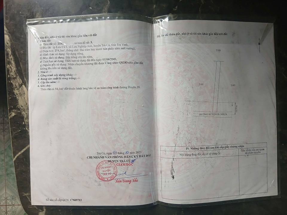 Đất nền Trà Cú 274m² giá 900 triệu - Tiềm năng tăng giá!