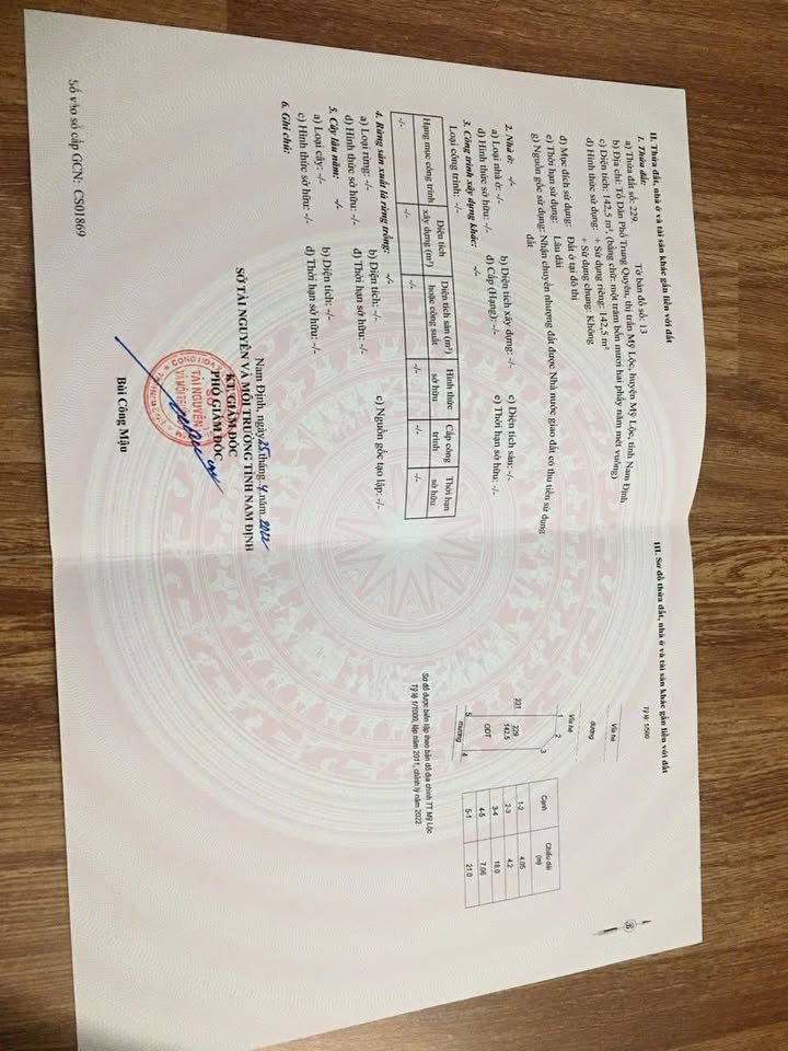 Đất nền Mỹ Lộc, Nam Định 142.5m² - Sổ đỏ chính chủ!