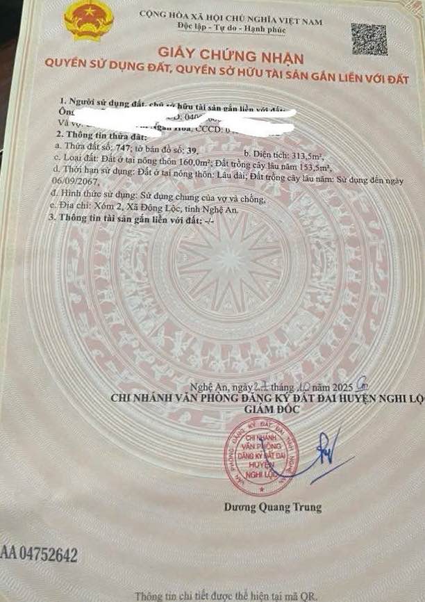 Đất Nền Nghi Thạch 313m² Hướng Nam - Sổ Đỏ Sẵn Sàng