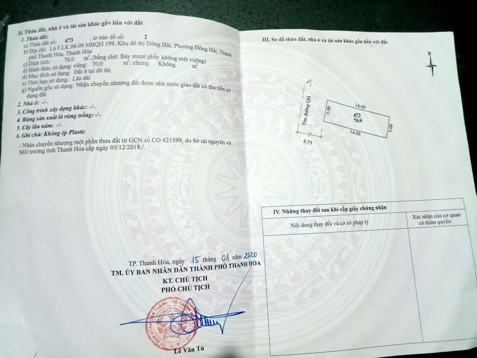 Bán đất F4-09, Đông Vệ, Thanh Hóa - 70m² Sổ đỏ, Hướng Tây