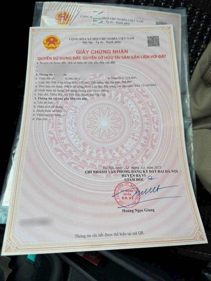 Đất nền Ba Vì, Hà Nội 518m² - Tiềm năng tăng giá vượt trội!