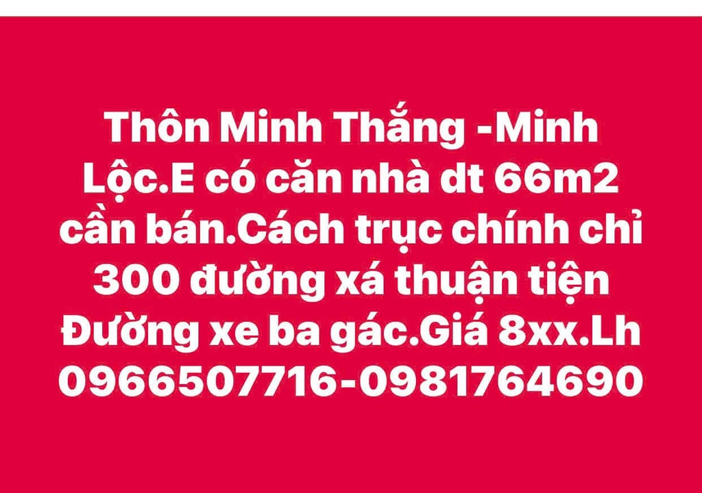 Nhà riêng Thôn Minh Thắng 66m² giá 8xx triệu - Sẵn sàng ở ngay!