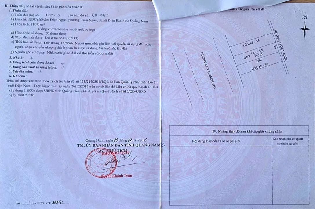 Đất nền Văn Tiến Dũng, Điện Bàn 110m² - Sổ đỏ chính chủ!