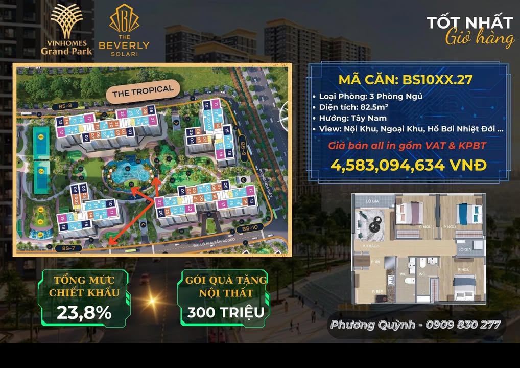 Căn hộ The Tropical Thủ Đức 81.5m² - Ưu đãi hơn 1.4 tỷ!