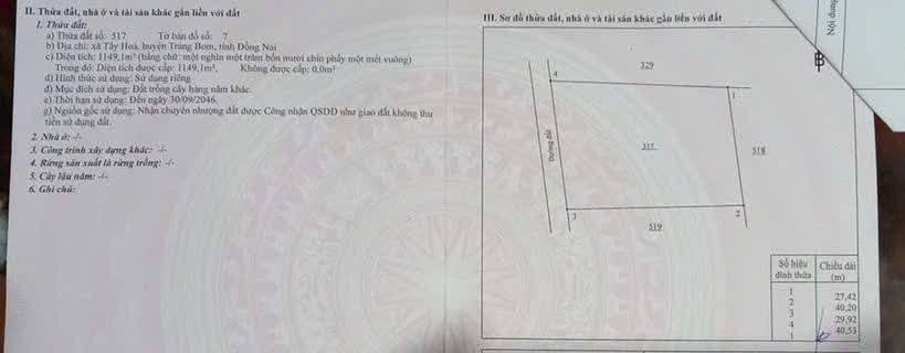 Đất nền Tây Hòa Trảng Bom 1150m² 3,5 tỷ - Sổ hồng sẵn