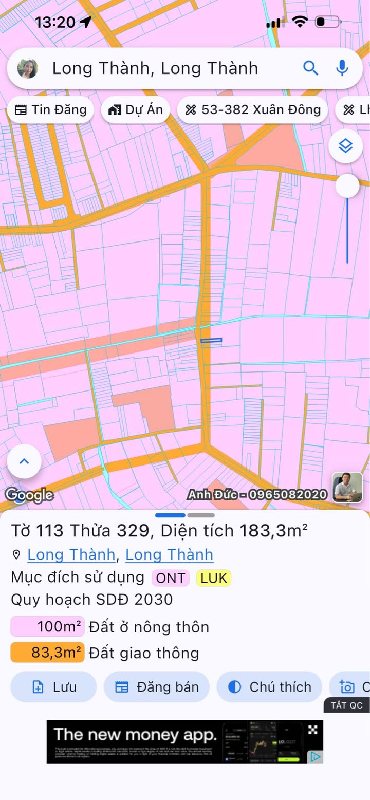 Đất nền Long Thành 183m² 3 tỷ - Đất thổ cư 100%