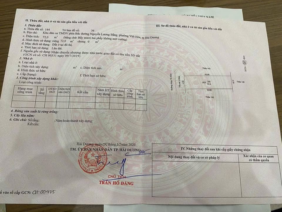 Đất nền 72m² KĐT Bắc Nguyễn Lương Bằng, TP Hải Dương - Sổ đỏ chính chủ