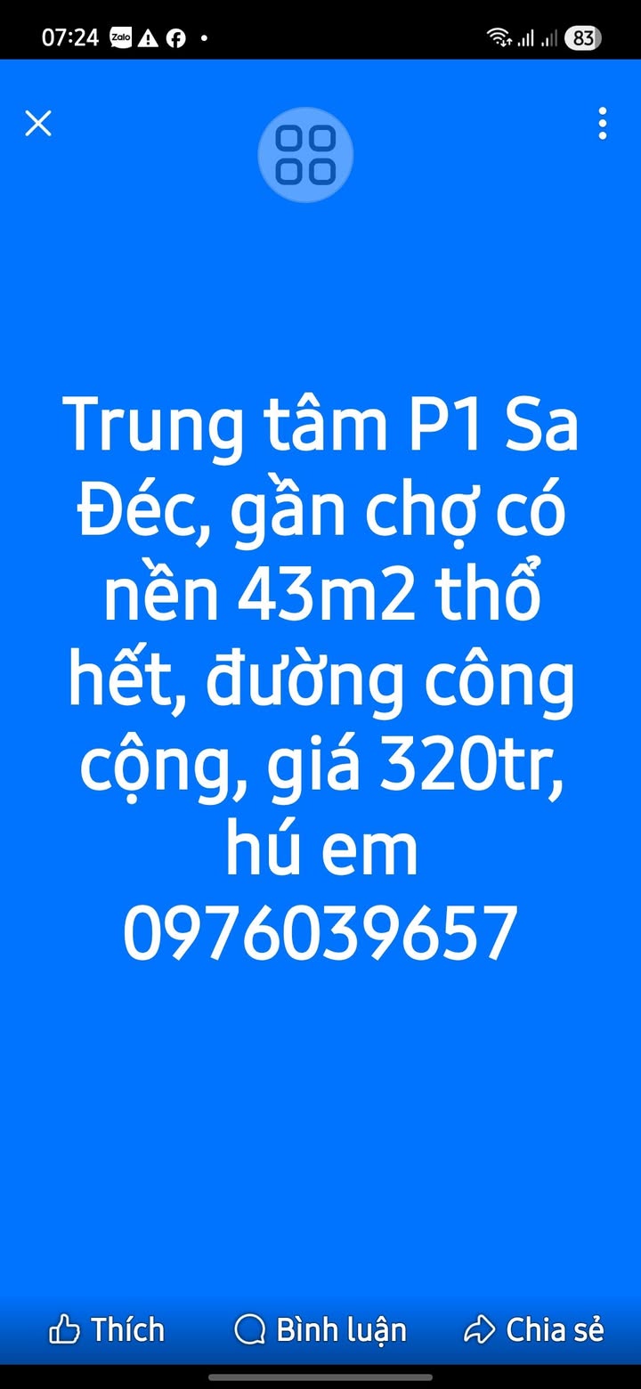 Đất nền Phường 1 Sa Đéc 43m² giá 320 triệu - Sổ đỏ chính chủ!