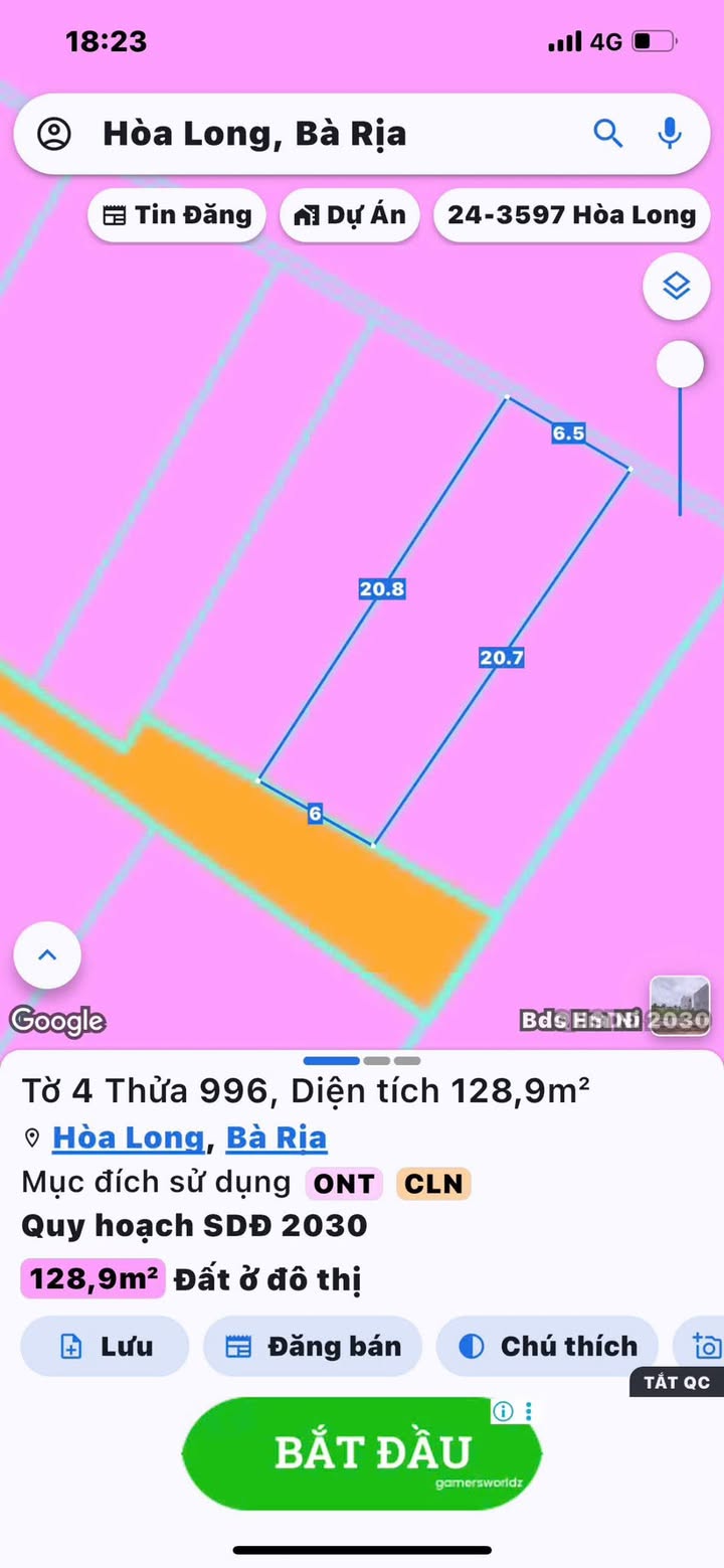 Đất nền Bà Rịa 128m² (nở hậu) - Sổ đỏ thổ cư, giá 1.1 tỷ