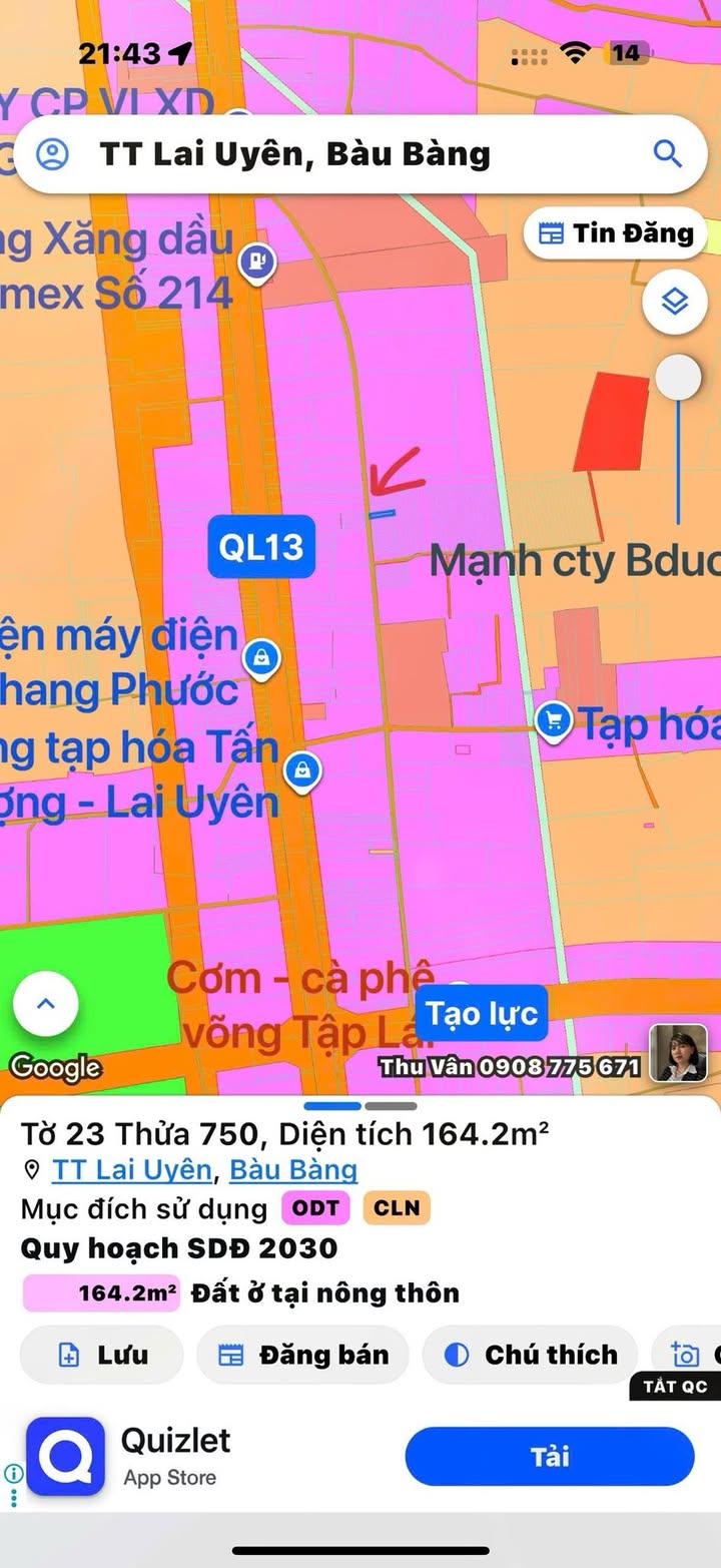 Đất nền Lai Uyên 159m² - Sổ đỏ chính chủ, đường thông container!