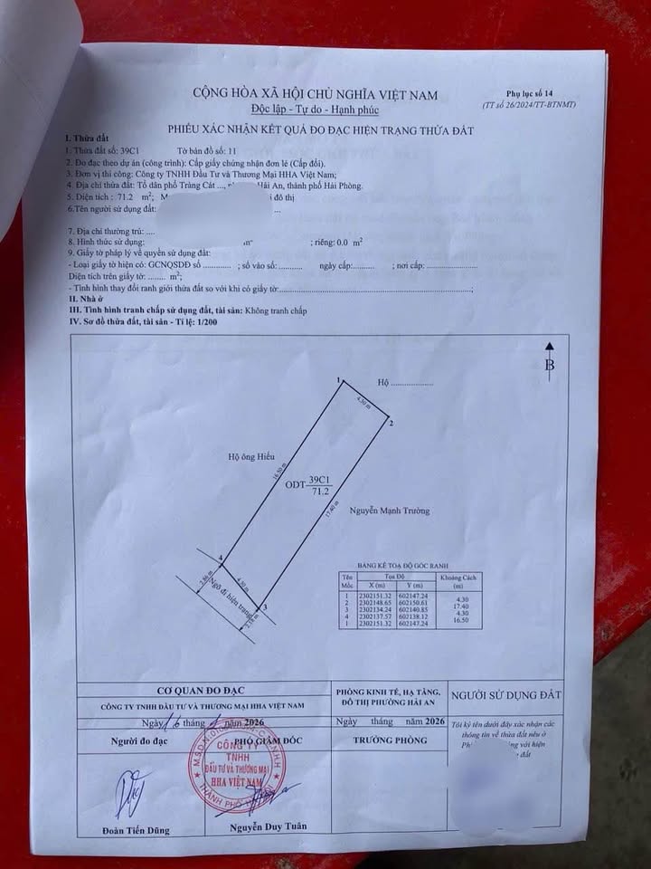 Đất nền Thành Tô, Hải An 71.2m² - Tiềm năng tăng giá vượt trội!