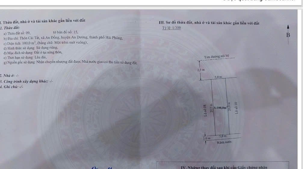 Đất Nền 100m² Mặt Tiền 5m - Đường Nhựa Cái Tắt, An Đồng, Hải Phòng - Sổ Hồng Chính Chủ