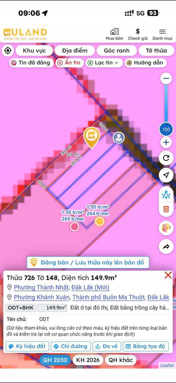 Đất Phường Thành Nhất BMT - 150m² Sổ Đỏ Rõ Ràng - Giá 599 Triệu