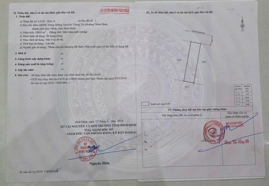 Đất nền 100m² Đường Nguyễn Mân, Quy Nhơn - Sổ đỏ sẵn sàng giao dịch