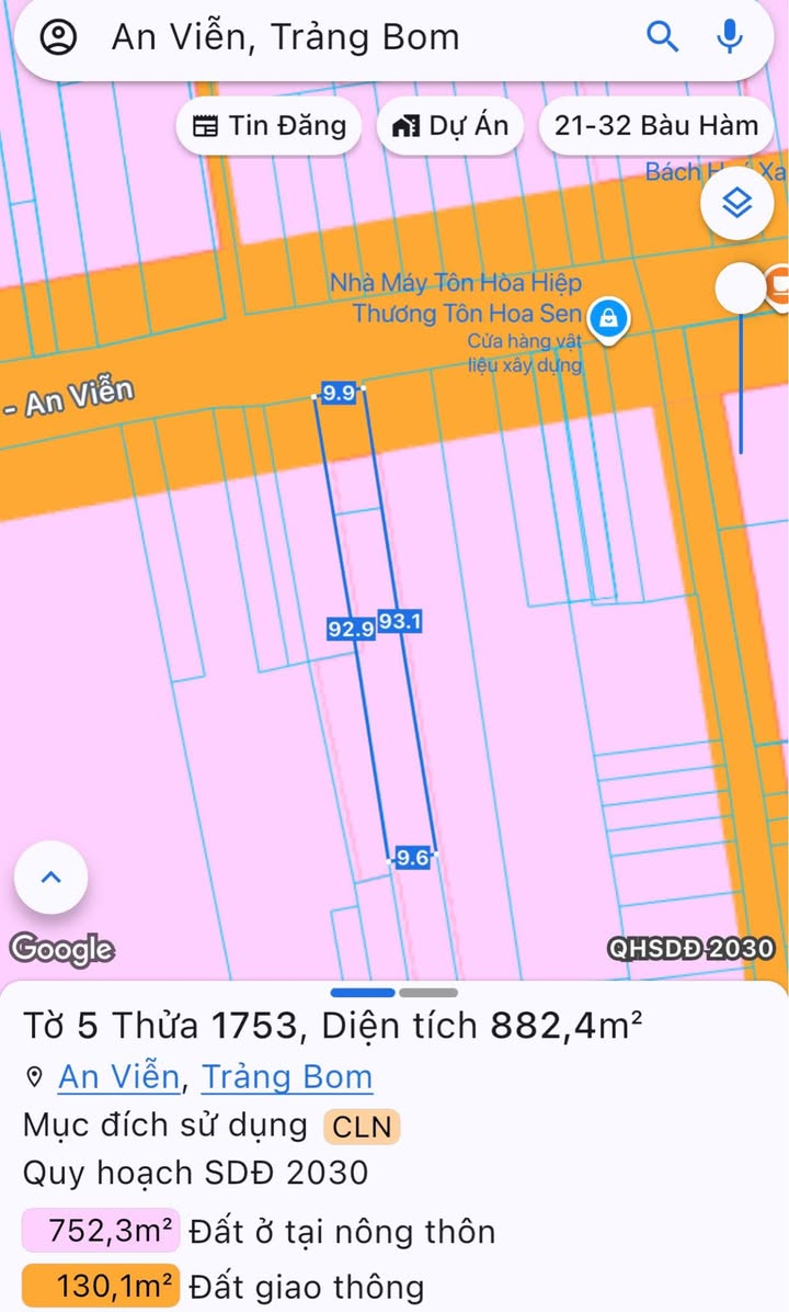 Đất mặt tiền Phùng Hưng An Viễn 882m² giá 7 tỷ - Sổ đỏ chính chủ!