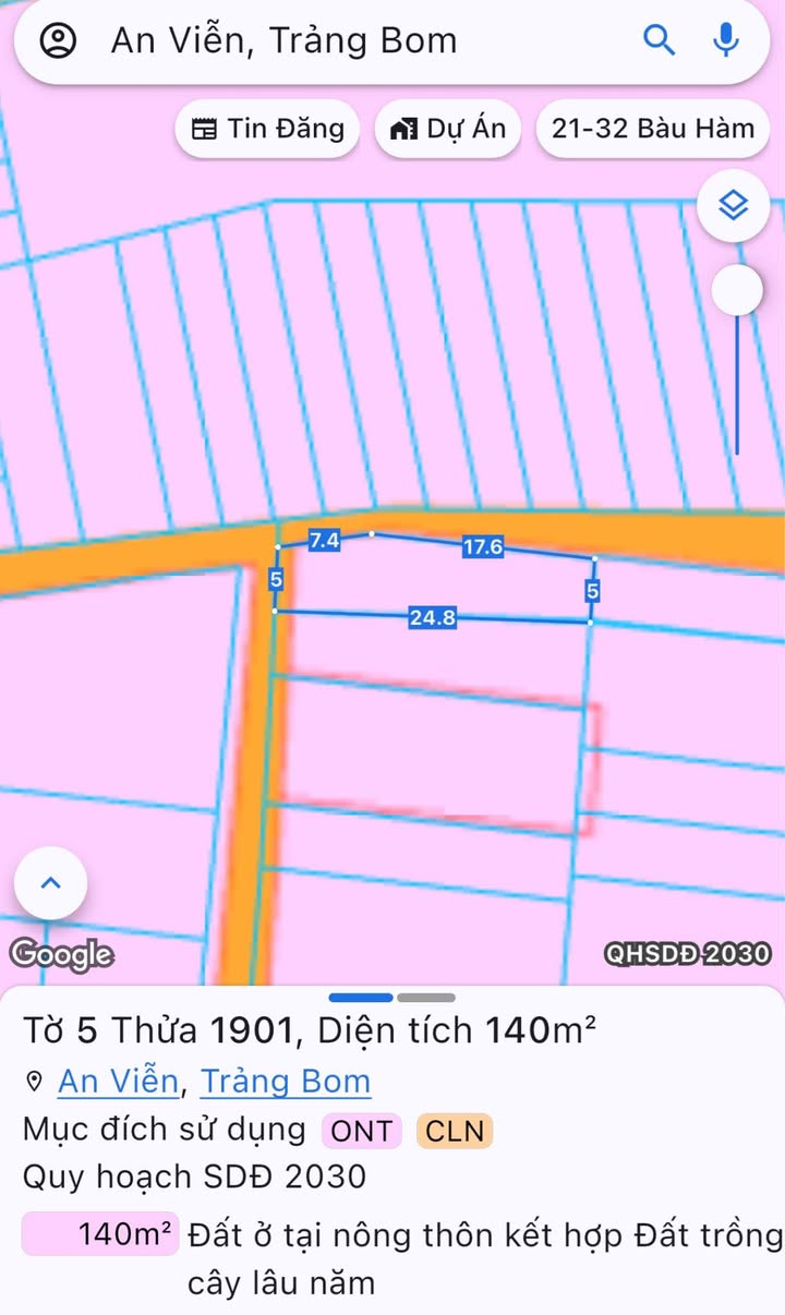 Đất nền An Viễn Trảng Bom 120m² giá 1 tỷ - Sổ hồng chính chủ