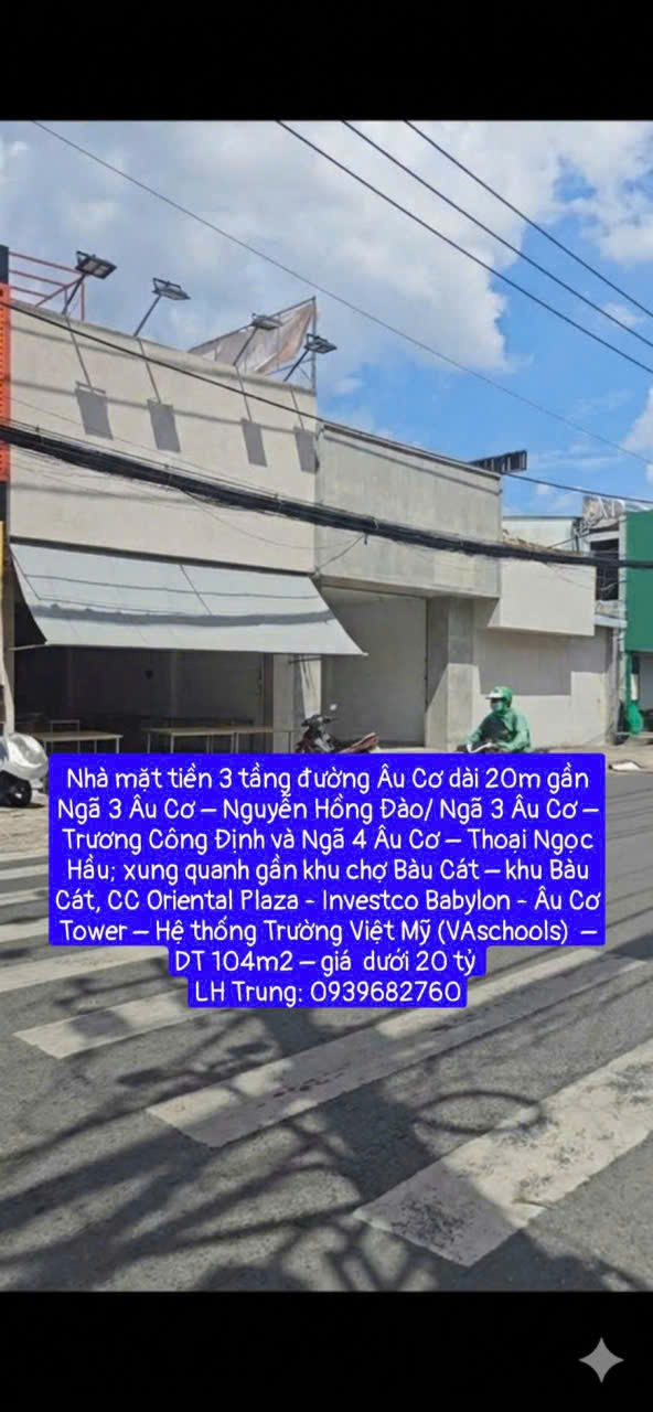 Nhà Mặt Tiền Âu Cơ Tân Phú 104m², 3 Tầng - Kinh Doanh Đắc Lợi