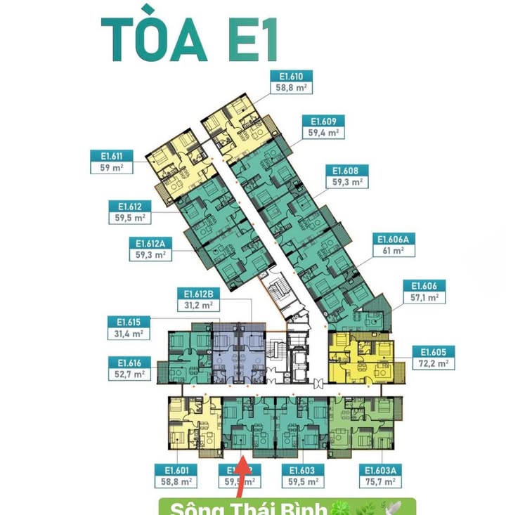 Căn hộ Eco Riverside Hải Dương 59m² giá 800 triệu - View sông cực đỉnh!