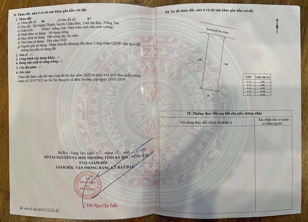 Bán Đất Xã Nghĩa Thành, Châu Đức - 504m² Sổ Đỏ, Giá Tốt Đầu Tư