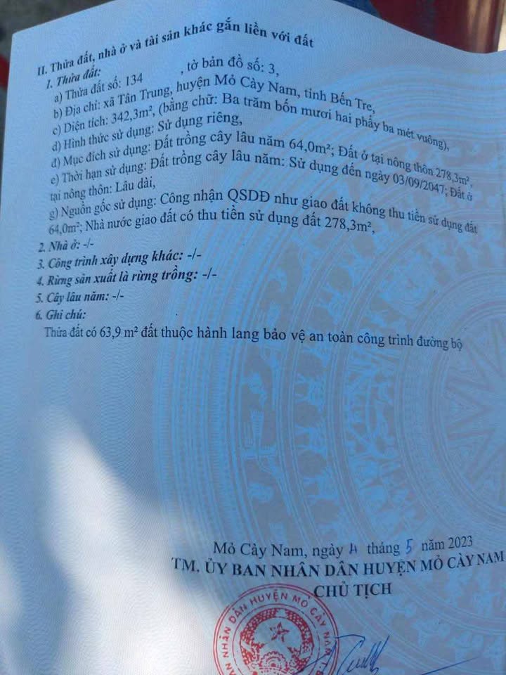 Nhà Chính Chủ 342m² Gần Bến Phà Tân Trung, Bến Tre - Giá 1.2 Tỷ