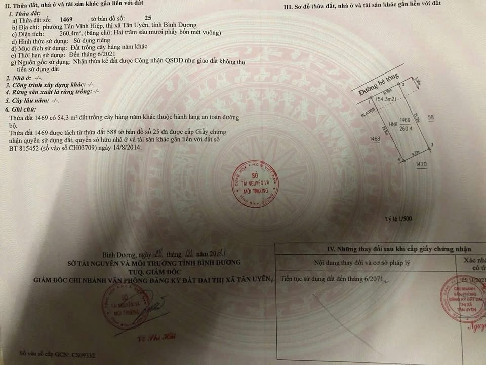 Đất Nền 260m² Tân Vĩnh Hiệp, Bình Dương - Giá Tốt Ra Nhanh