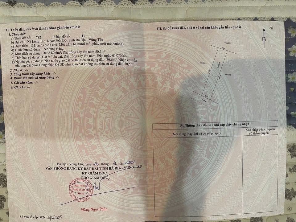 Đất Nền Long Tân, Bà Rịa - Vũng Tàu 131m² - Sổ Hồng Riêng, Giá Tốt