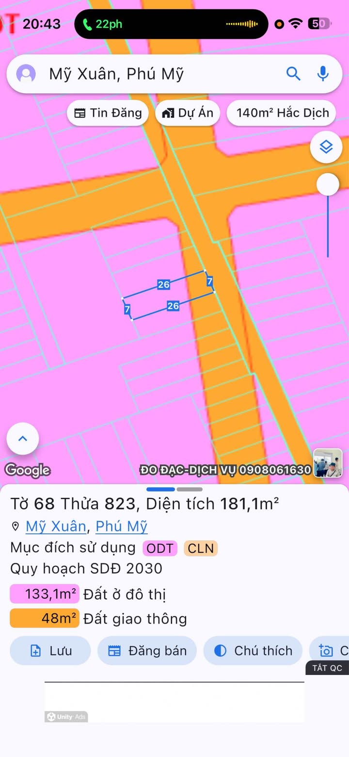 Đất nền Mỹ Xuân, Châu Đức 182m² giá 1.4 tỷ - Sổ đỏ chính chủ