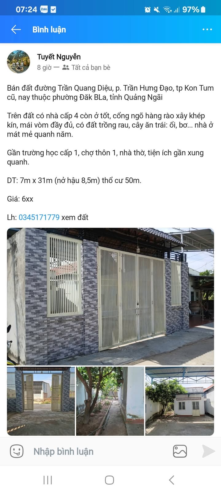 Bán đất tặng nhà Trần Quang Diệu Kon Tum 240m² giá 600 triệu - Sổ hồng sẵn!