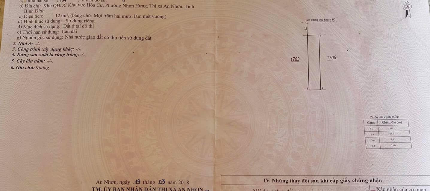 Bán Đất Thổ Cư 125m² An Nhơn, Bình Định - Sổ Hồng Sẵn Sàng