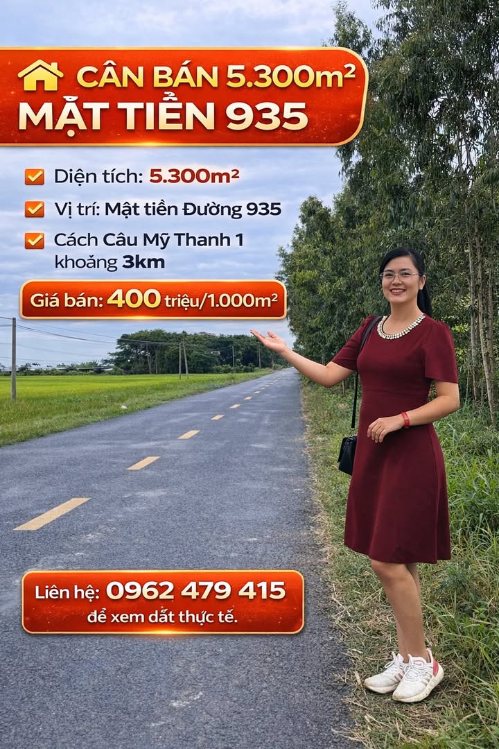 Đất nền Mặt tiền Đường 935, Trần Đề 5300m² – Tiềm năng tăng giá!