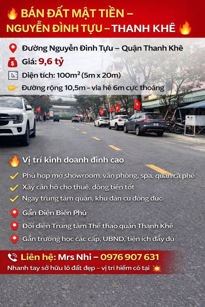 Đất MT Nguyễn Đình Tựu 100m² (5x20) - Kinh doanh đỉnh tại Thanh Khê, Đà Nẵng