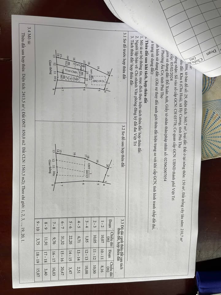 Bán đất thổ cư Chu Hóa, Việt Trì - 850m², mặt tiền 45m, giá 14.35 tỷ