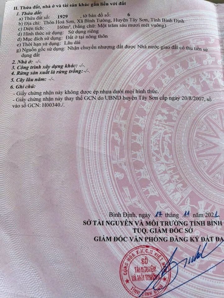 Đất nền Thôn Hoà Sơn 160m² Tây Sơn - Tiềm năng tăng giá!