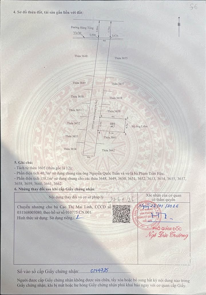 Đất nền 40.7m² mặt ngõ 4m Phố Hàng Tổng, Lê Chân - Giá 2.45 tỷ