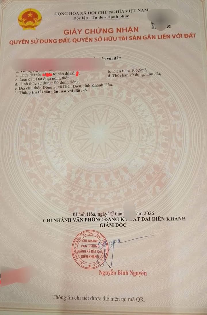 Đất nền Diên Điền 105m² giá 700 triệu - Sổ đỏ chính chủ, đường ô tô thông