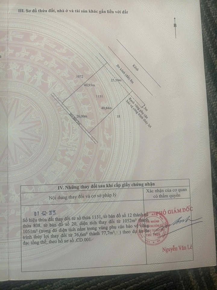 Đất nền Thủ Thừa 1051m² - Sổ đỏ chính chủ, tiềm năng tăng giá!