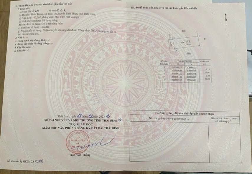 Bán đất 100m² xã Đông Thái, Thái Thụy - Sổ đỏ sẵn, ô tô vào tận nơi