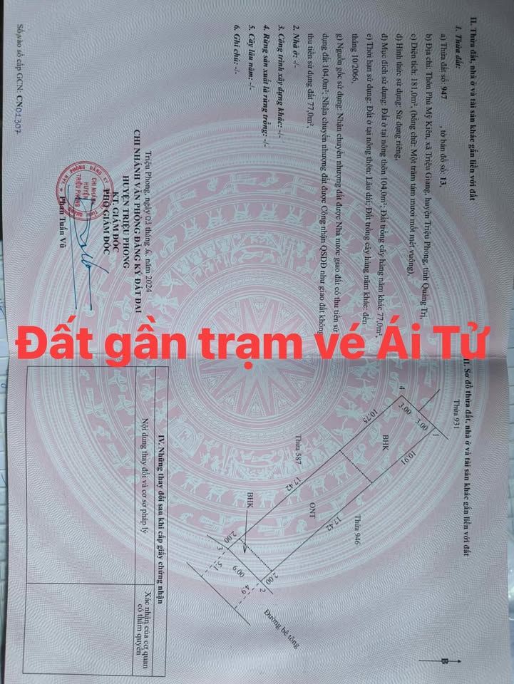 Đất nền Ái Tử 180m² gần Quốc Lộ 1A giá 5xx triệu - Sổ đỏ chính chủ