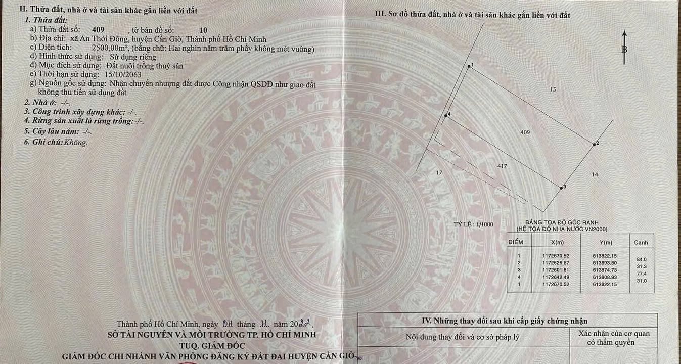 Đất nền Cần Giờ 3700m² giá 3.7 tỷ - Sổ đỏ chính chủ