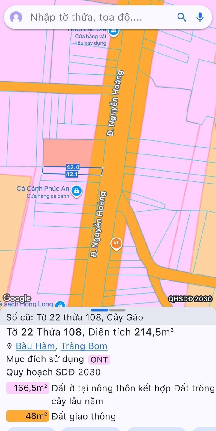 Đất Nền Trục Chính Nguyễn Hoàng Trảng Bom - 210m² Kinh Doanh Đắc Lộc