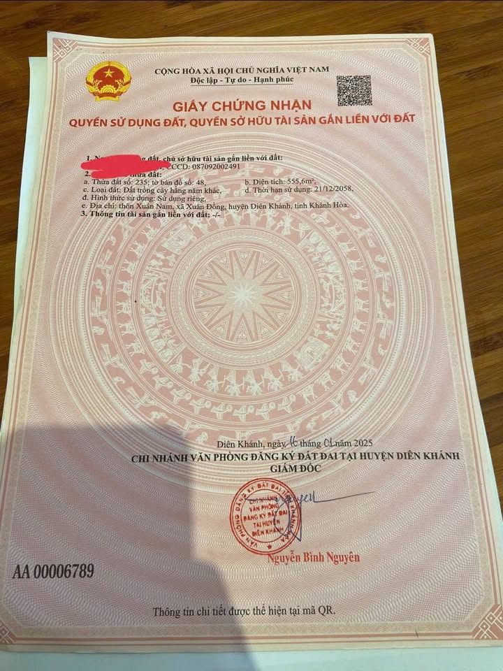 Đất nền Diên Lâm, Diên Khánh 556m² giá 1.056 tỷ - Đất thổ cư 100%