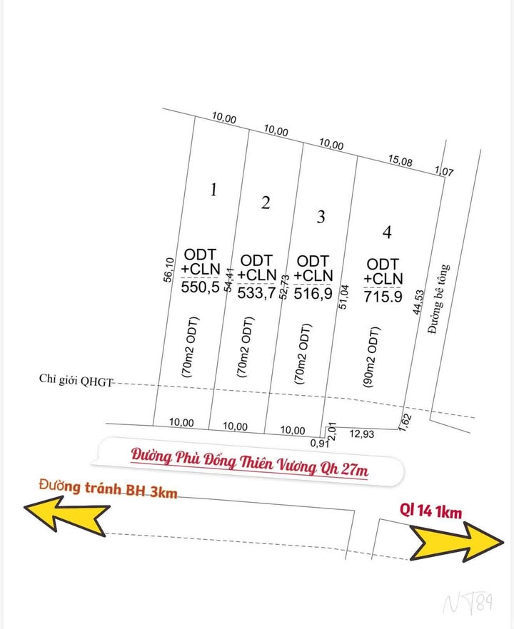 Đất 2 Mặt Tiền Phù Đổng Thiên Vương, Buôn Hồ - 2464m², Sổ Đỏ, Giá Đầu Tư