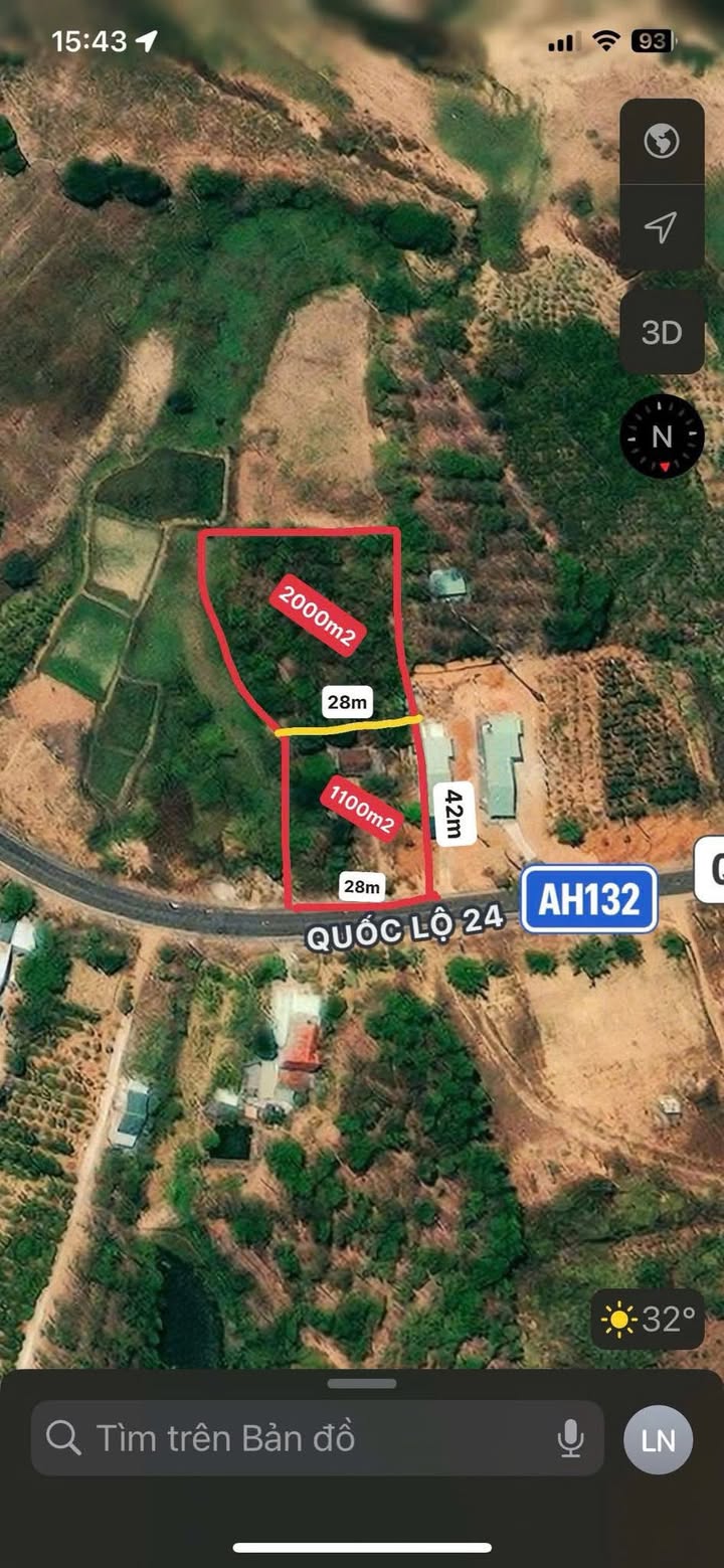 Đất mặt tiền QL24 Kon Plông 3000m² - Sổ đỏ chính chủ - Giá chỉ 1 tỷ!