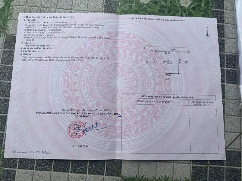 Đất nền Hoằng Phú, Hoằng Hóa 196m² - Đường to ô tô, giá chỉ 1.3 tỷ!