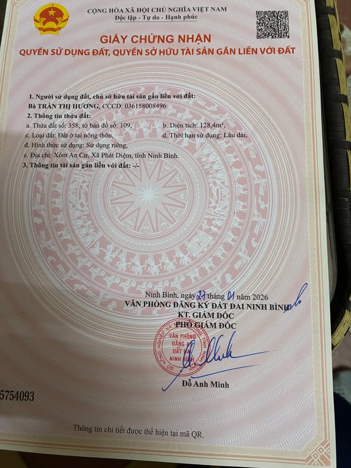 Đất nền 128m² Sổ đỏ Thượng Kiệm, Kim Sơn - Giá 1.3 tỷ, Đường thông rộng