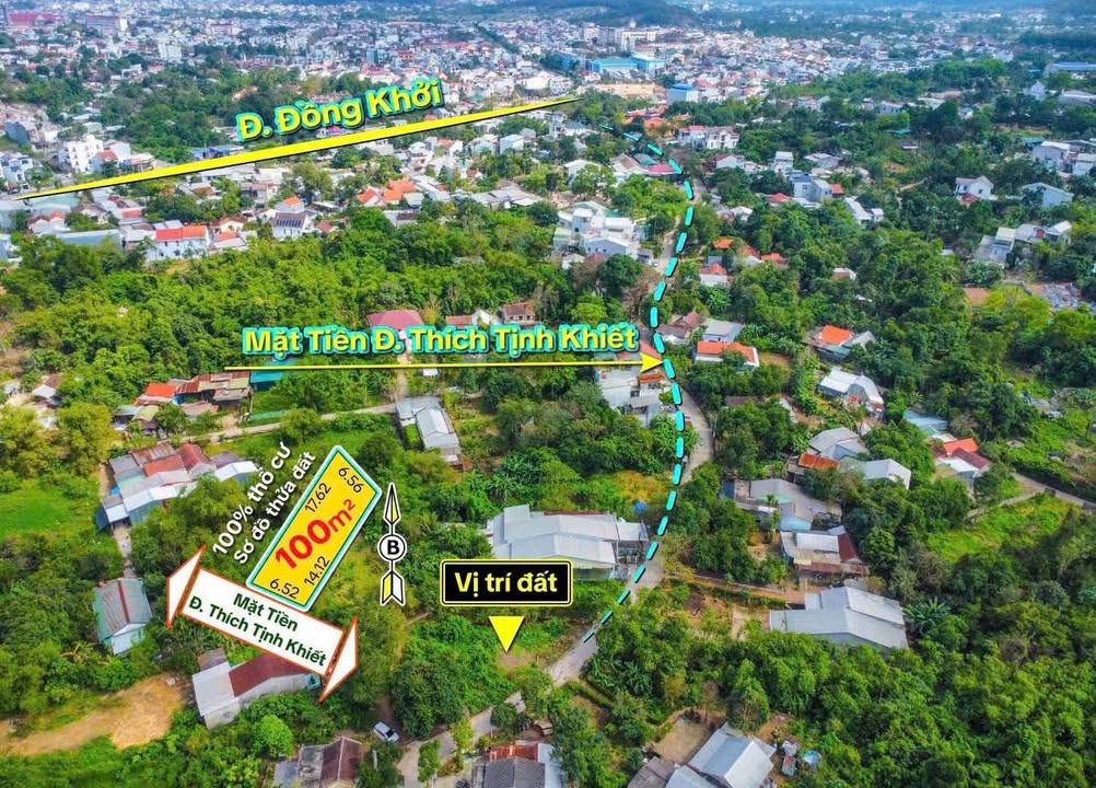 Đất nền Thích Tịnh Khiết, Huế 100m² nở hậu - Sổ hồng chính chủ