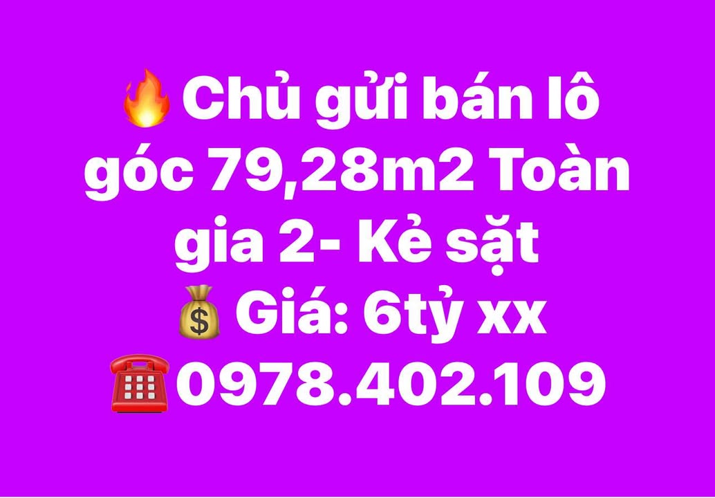 Bán Đất Lô Góc 79.28m² Toàn Gia 2, Kẻ Sặt - Giá 6 Tỷ